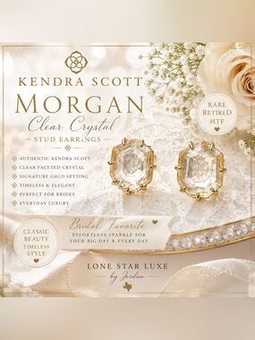 RARE Retired Kendra Scott Morgan Stud Earrings | Crystal | Gold Tone| Bridal